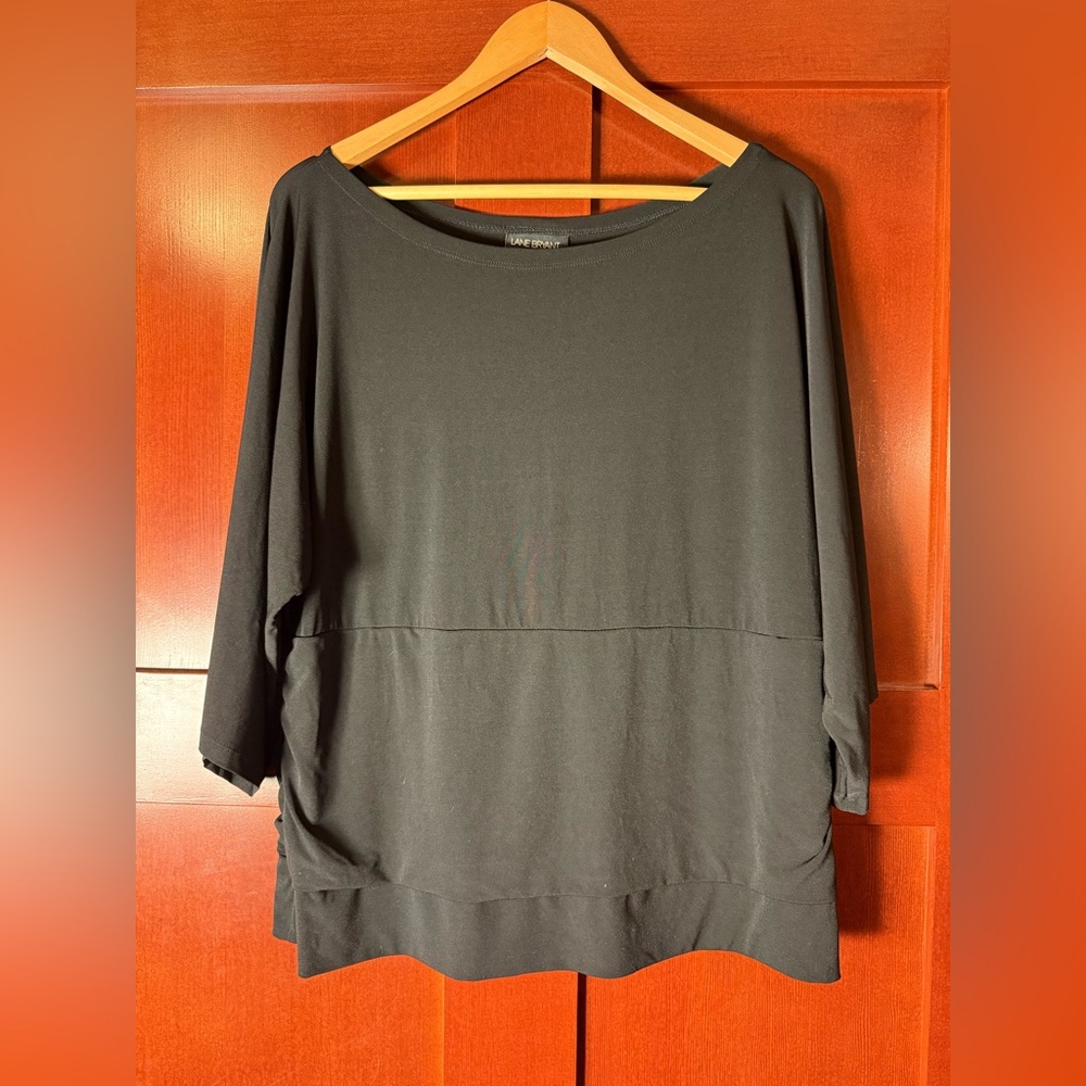 Y2K Lane Bryant Black 3/4 Sleeve Top With Waist Flattering Side Detail 14/16